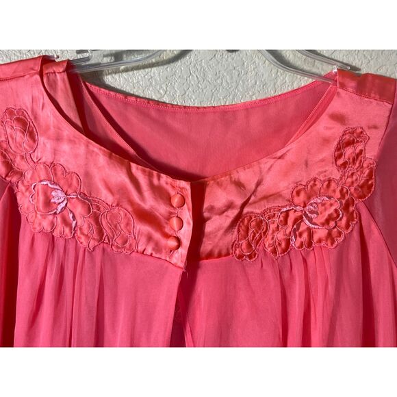 Vtg 1950s Gossard Artemis Bright Pink Peignoir Nightgown & Robe Set Size M READ - Picture 7 of 15